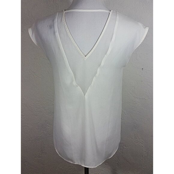 Express Tank Top Small White V Neck Sheer Evening Career Sleeveless - Picture 3 of 6